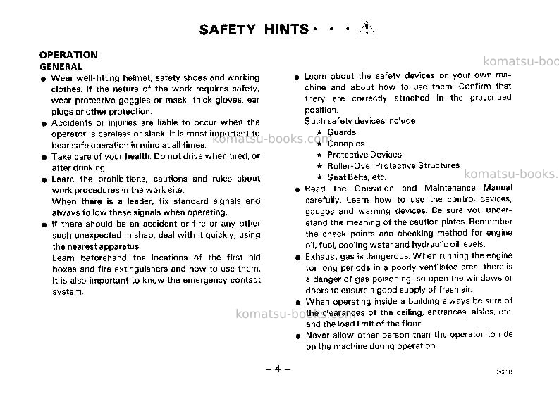 Komatsu d60pl-8jpn Operation manual cover Page 5
