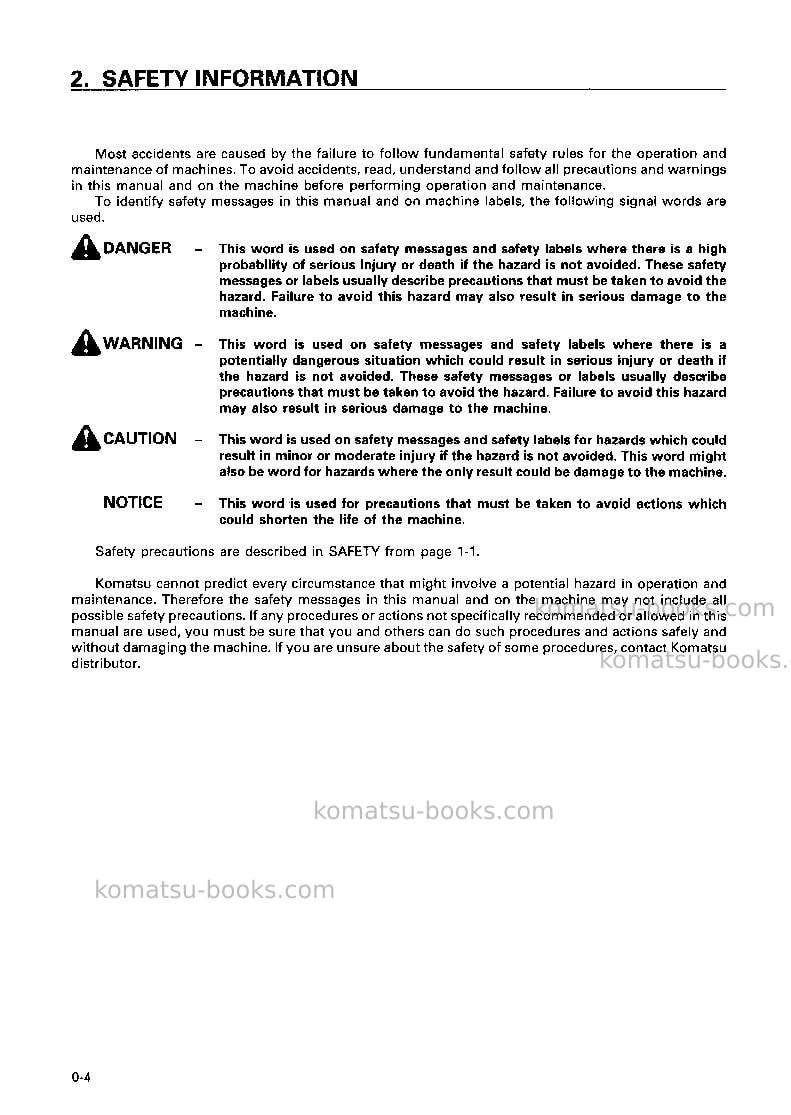 Komatsu pc20r-8jpn Operation manual cover Page 5 Komatsu pc20r-8jpn Operation manual cover Page 5