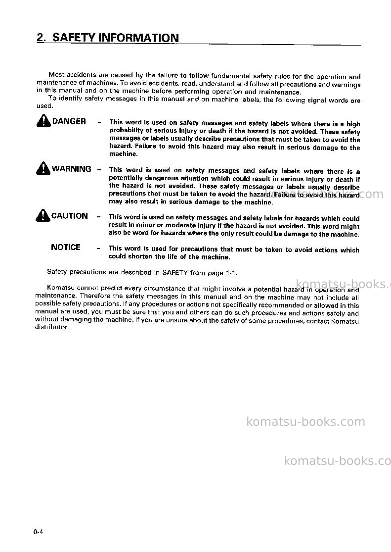 Komatsu pc35r-8jpn Operation manual cover Page 5 Komatsu pc35r-8jpn Operation manual cover Page 5