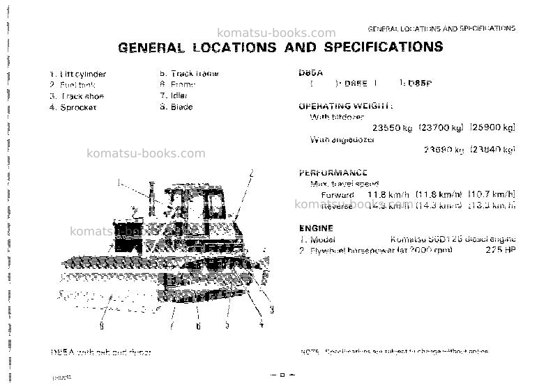 Komatsu d85a-21jpn Operation manual cover Page 5