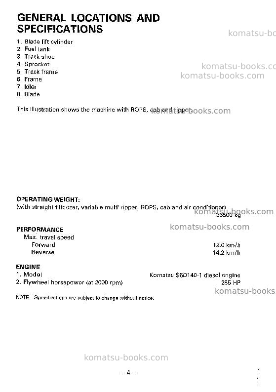 Komatsu d135a-2jpn Operation manual cover Page 5 Komatsu d135a-2jpn Operation manual cover Page 5