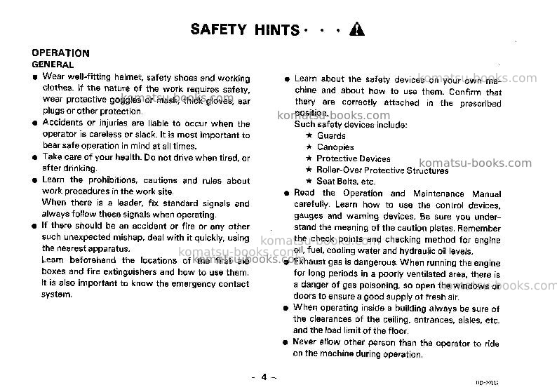 Komatsu d355a-5jpn Operation manual cover Page 5 Komatsu d355a-5jpn Operation manual cover Page 5