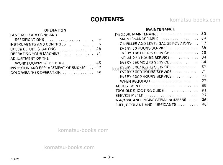 Komatsu pc60l-5jpn Operation manual cover Page 5 Komatsu pc60l-5jpn Operation manual cover Page 5
