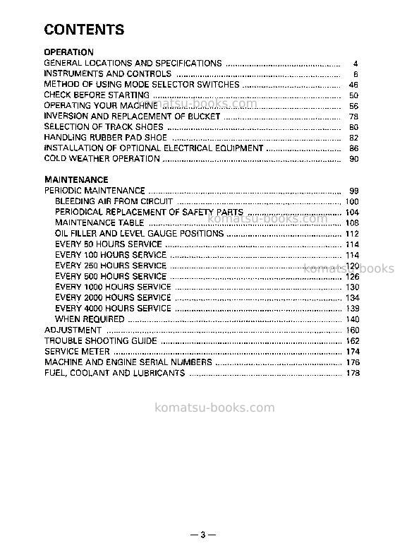 Komatsu pc120-5jpn Operation manual cover Page 5 Komatsu pc120-5jpn Operation manual cover Page 5