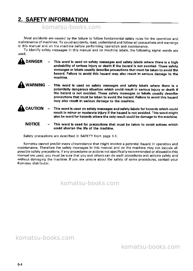 Komatsu hd785-5jpn Operation manual cover Page 5 Komatsu hd785-5jpn Operation manual cover Page 5