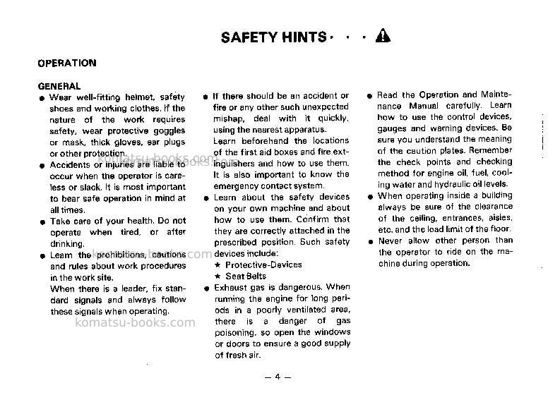 Komatsu pc650-3jpn Operation manual cover Page 5 Komatsu pc650-3jpn Operation manual cover Page 5