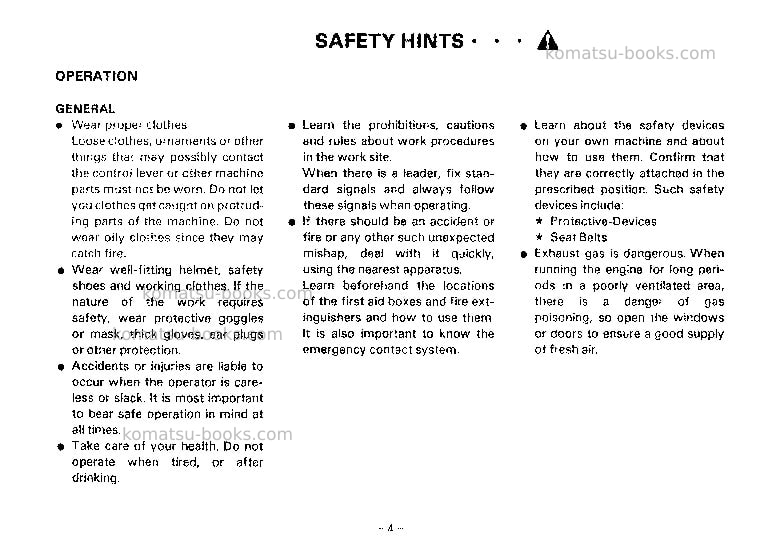 Komatsu pw60-3jpn Operation manual cover Page 5 Komatsu pw60-3jpn Operation manual cover Page 5