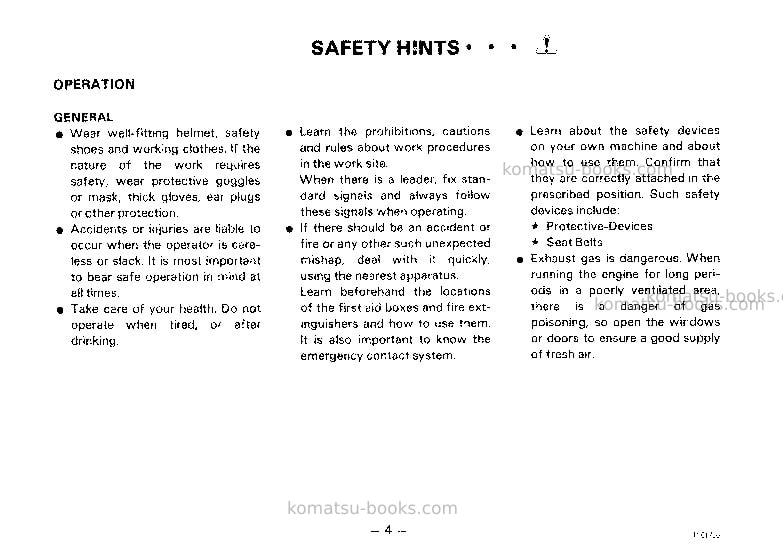 Komatsu pw100-3jpn Operation manual cover Page 5 Komatsu pw100-3jpn Operation manual cover Page 5