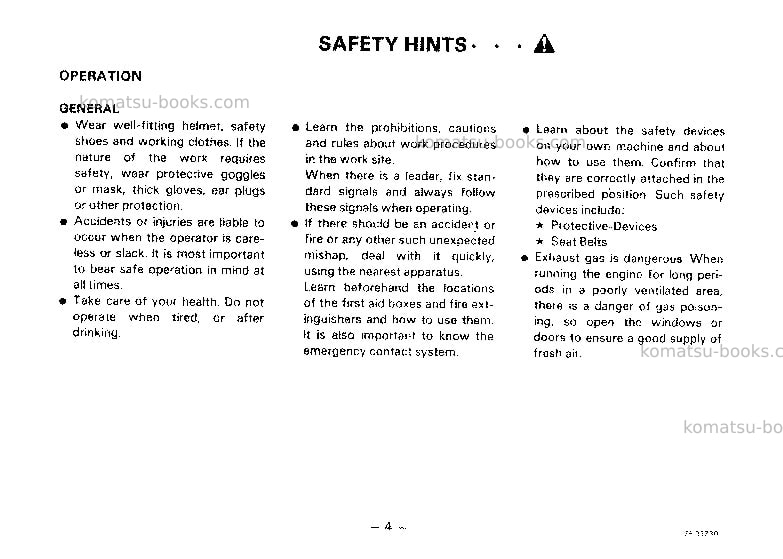 Komatsu pw100-3jpn Operation manual cover Page 5 Komatsu pw100-3jpn Operation manual cover Page 5