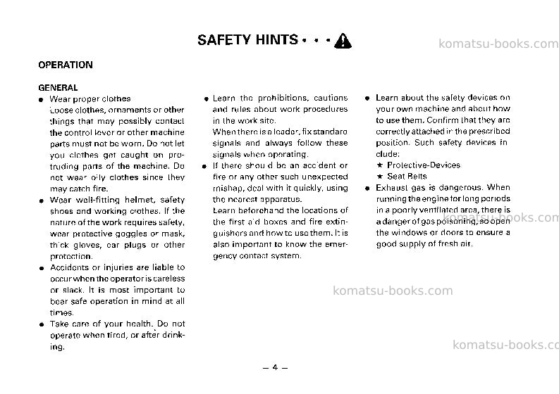 Komatsu pw100-3jpn Operation manual cover Page 5 Komatsu pw100-3jpn Operation manual cover Page 5