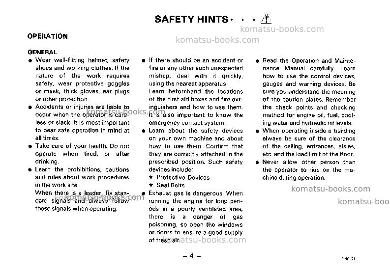 Komatsu pc05-5jpn Operation manual cover Page 5 Komatsu pc05-5jpn Operation manual cover Page 5