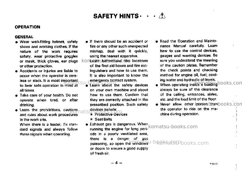 Komatsu pc05-5jpn Operation manual cover Page 5 Komatsu pc05-5jpn Operation manual cover Page 5