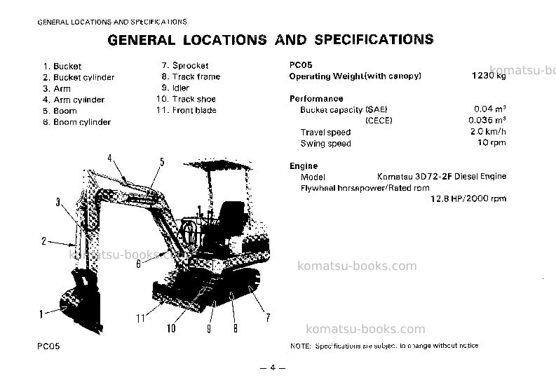 Komatsu pc10-6jpn Operation manual cover Page 5 Komatsu pc10-6jpn Operation manual cover Page 5