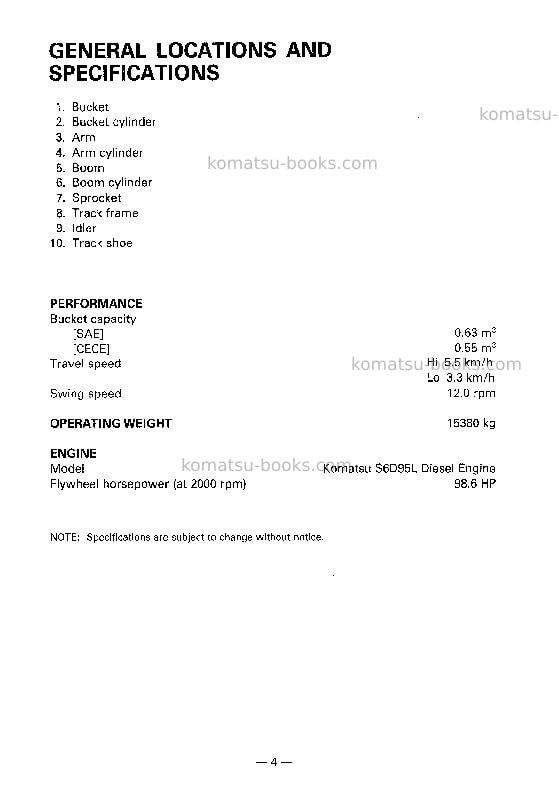 Komatsu pc150-5jpn Operation manual cover Page 5 Komatsu pc150-5jpn Operation manual cover Page 5