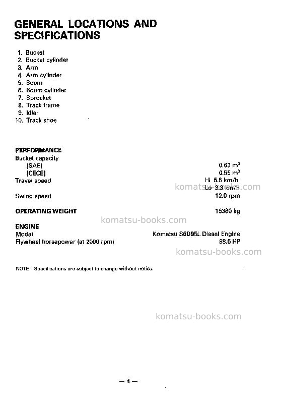 Komatsu pc150-5jpn Operation manual cover Page 5