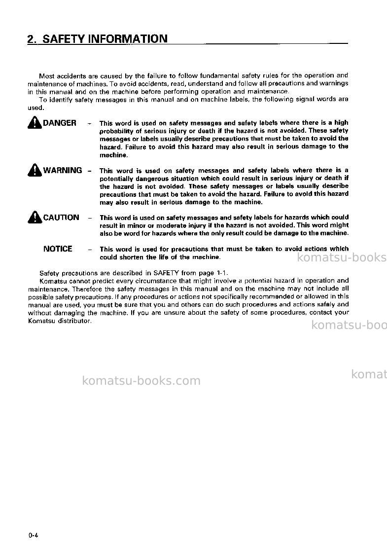 Komatsu d375a-3jpn-7-track roller Operation manual cover Page 5 Komatsu d375a-3jpn-7-track roller Operation manual cover Page 5