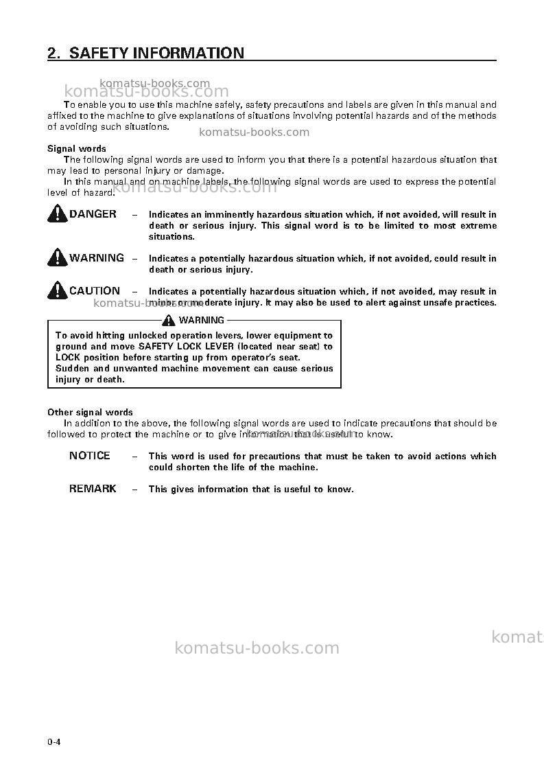 Komatsu d155a-2jpn-emission eng Operation manual cover Page 5 Komatsu d155a-2jpn-emission eng Operation manual cover Page 5