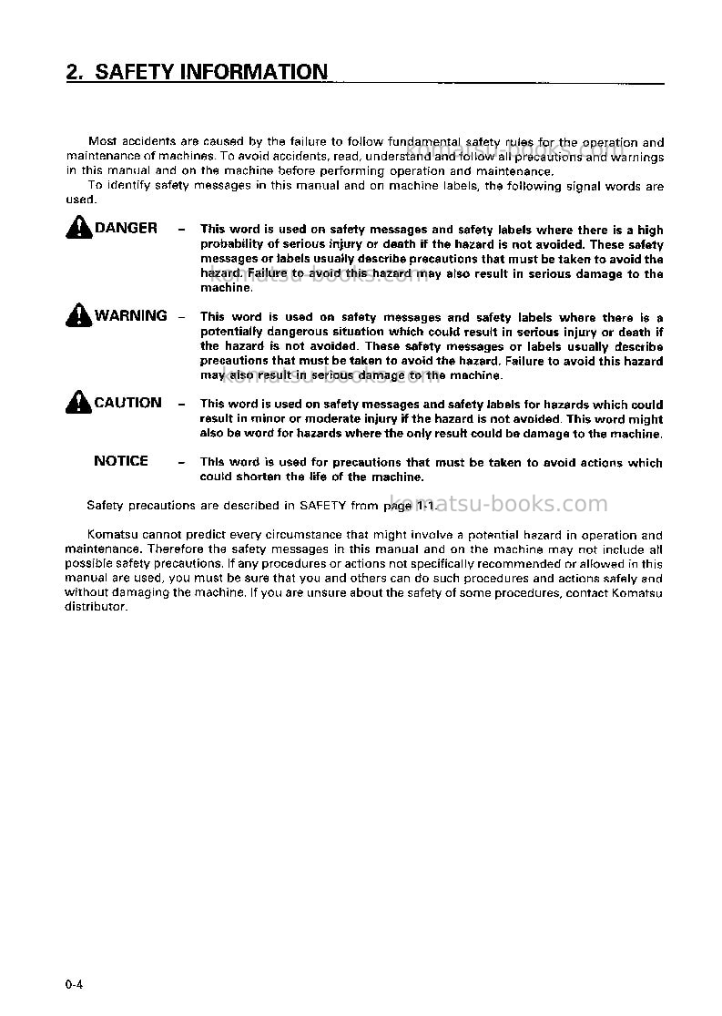 Komatsu pc400-6jpn Operation manual cover Page 5 Komatsu pc400-6jpn Operation manual cover Page 5