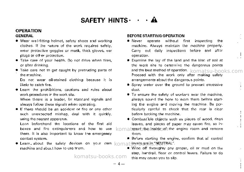 Komatsu jv40cr-2jpn Operation manual cover Page 5 Komatsu jv40cr-2jpn Operation manual cover Page 5
