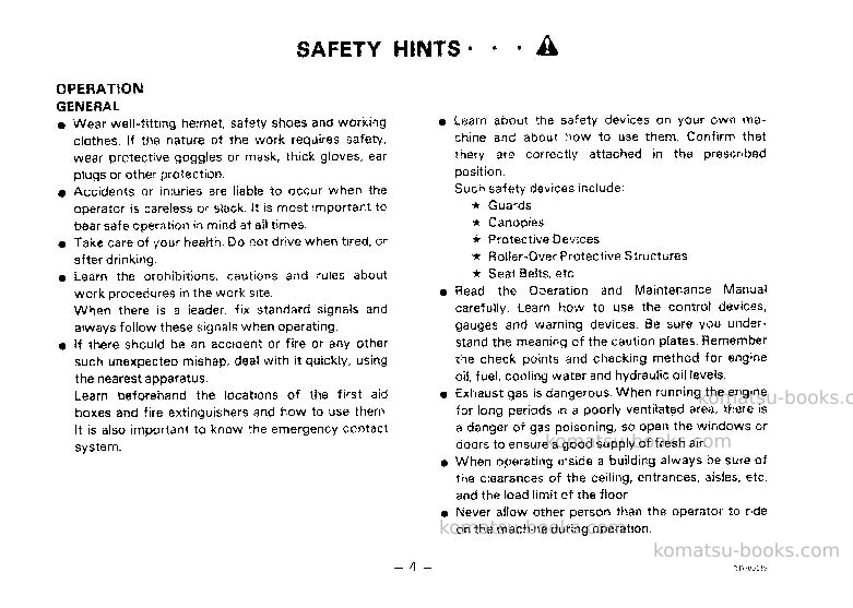 Komatsu d53a-17jpn Operation manual cover Page 5