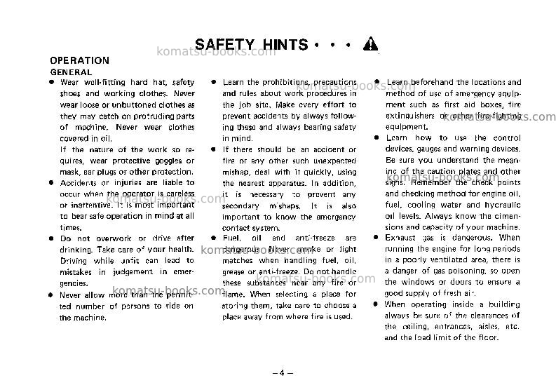 Komatsu jv100-1jpn Operation manual cover Page 5