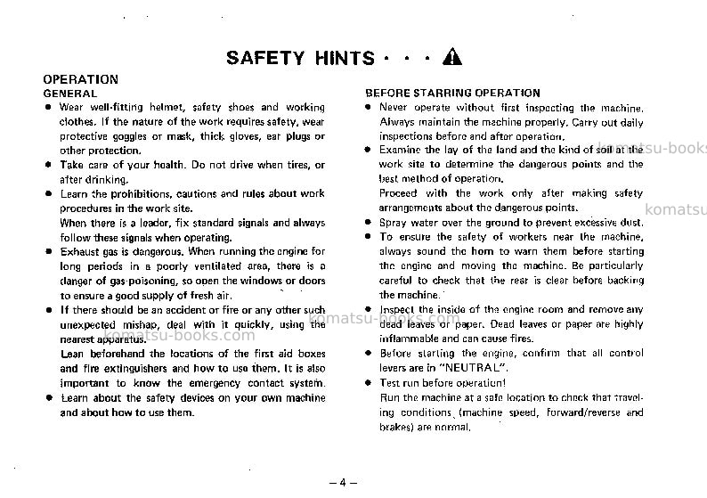 Komatsu jv28-1jpn Operation manual cover Page 5