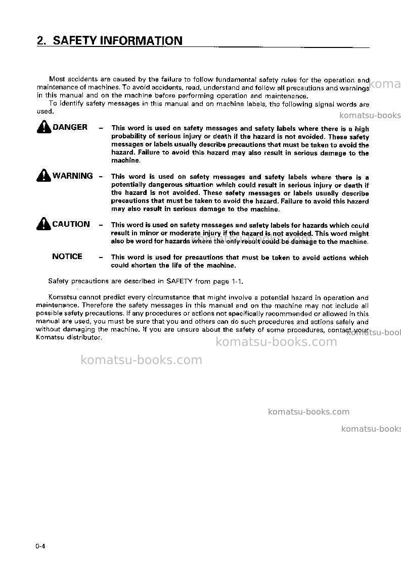 Komatsu hd325-6jpn Operation manual cover Page 5 Komatsu hd325-6jpn Operation manual cover Page 5