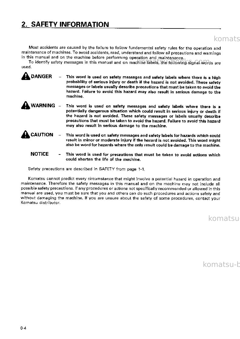 Komatsu hd325-6jpn-4wd Operation manual cover Page 5 Komatsu hd325-6jpn-4wd Operation manual cover Page 5