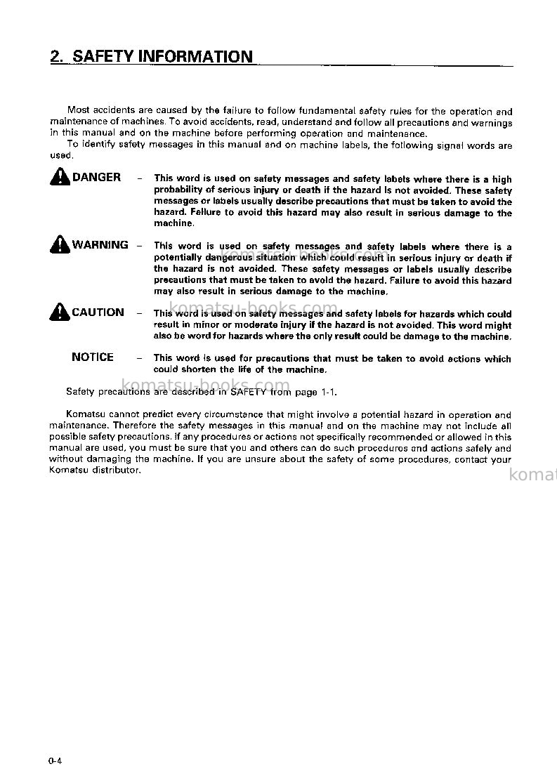 Komatsu hd405-6jpn Operation manual cover Page 5