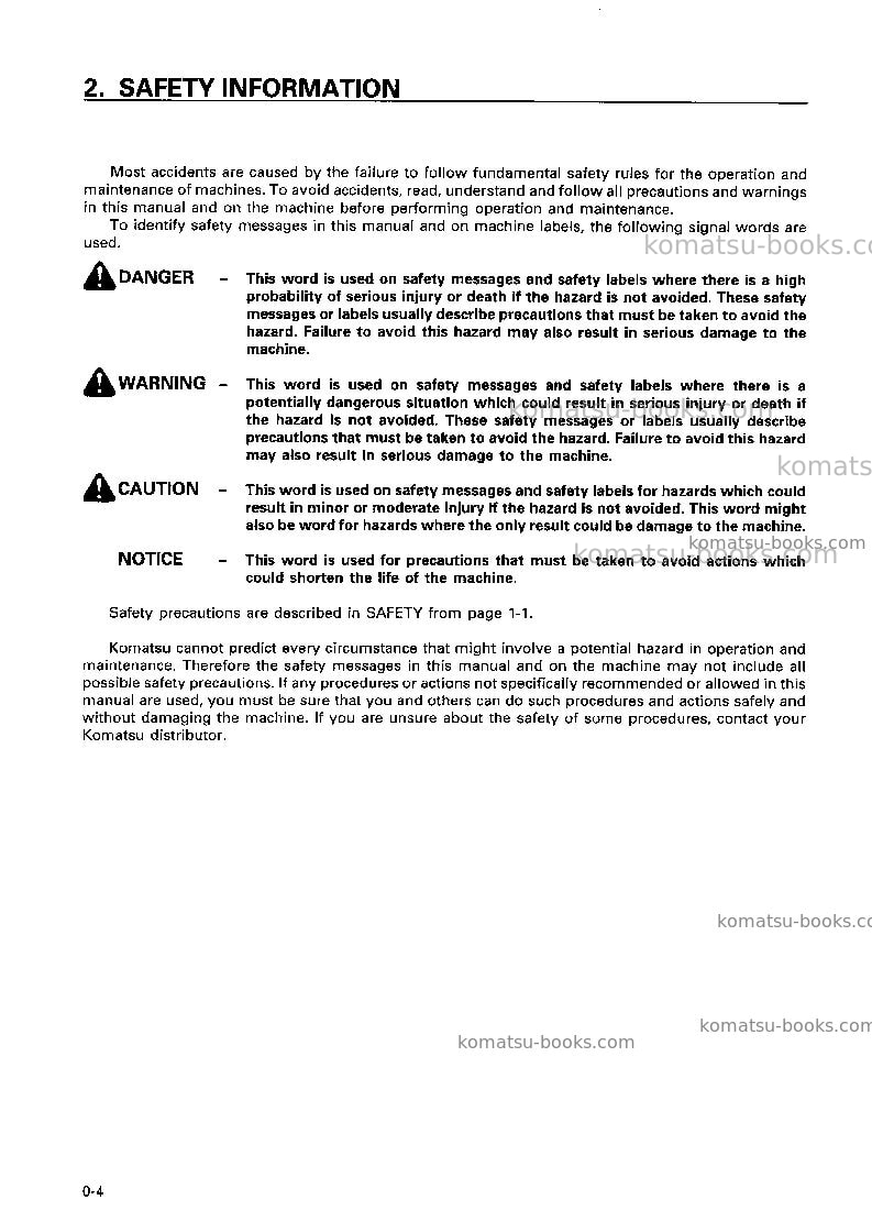 Komatsu hd785-5jpn Operation manual cover Page 5