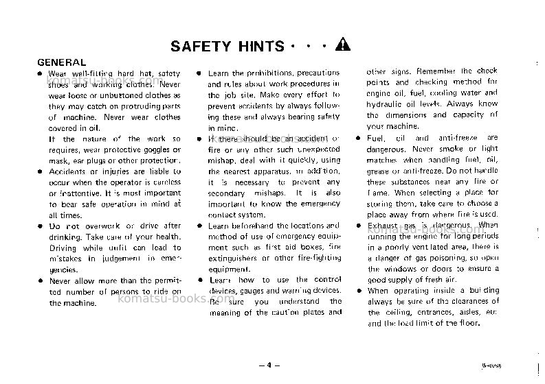 Komatsu ws23s-2jpn Operation manual cover Page 5 Komatsu ws23s-2jpn Operation manual cover Page 5