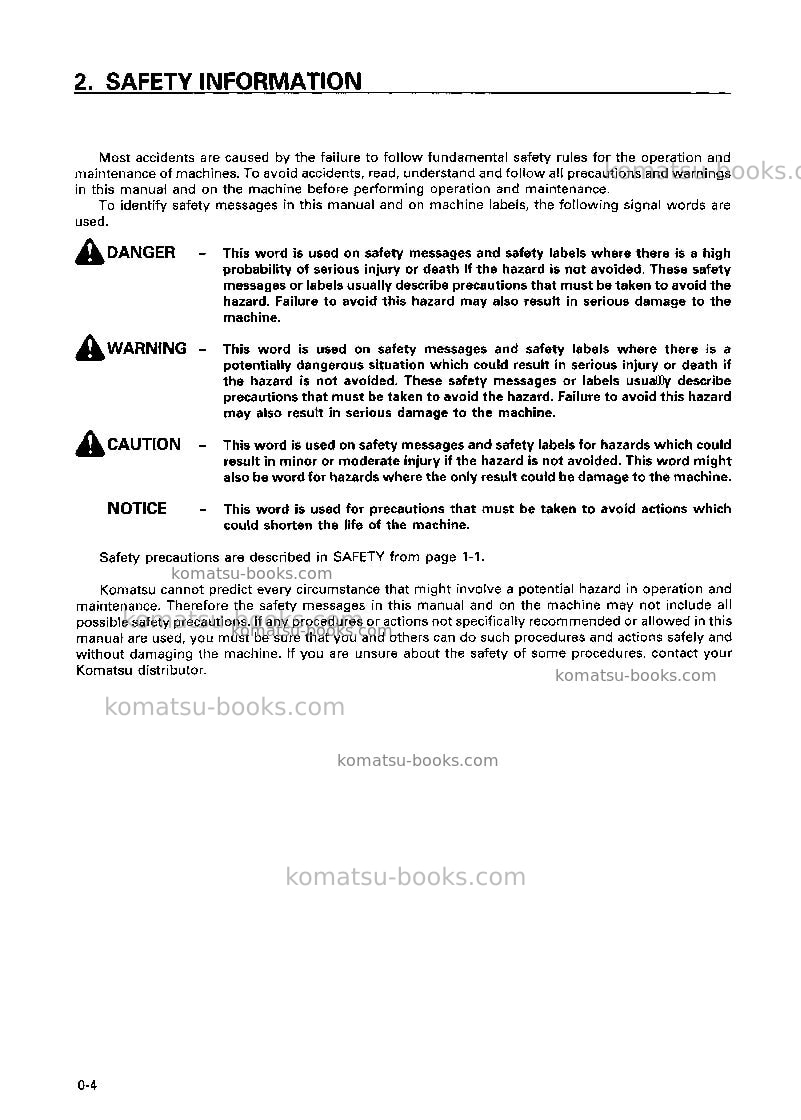 Komatsu wa500-3jpn Operation manual cover Page 5 Komatsu wa500-3jpn Operation manual cover Page 5