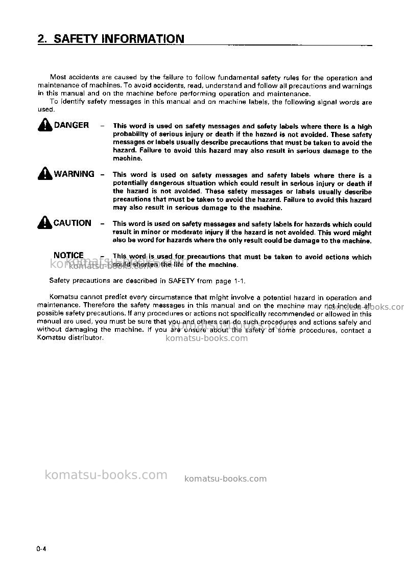 Komatsu pc750-6jpn Operation manual cover Page 5 Komatsu pc750-6jpn Operation manual cover Page 5