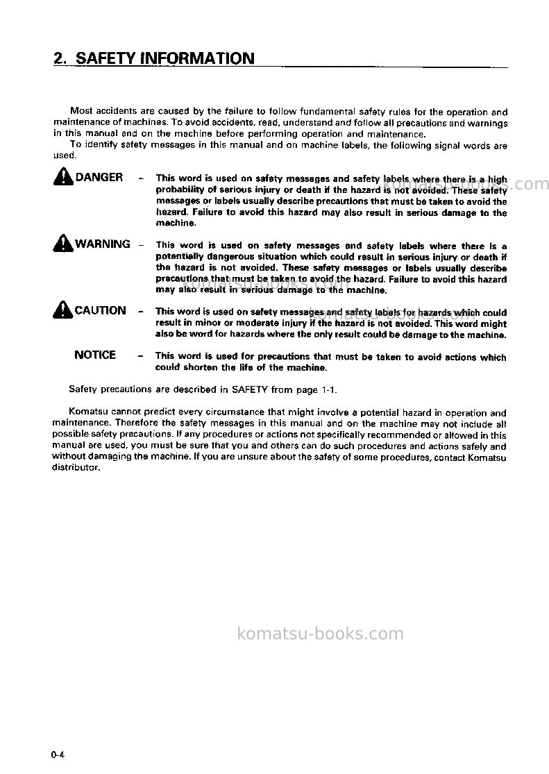 Komatsu pc228uslc-2jpn Operation manual cover Page 5 Komatsu pc228uslc-2jpn Operation manual cover Page 5