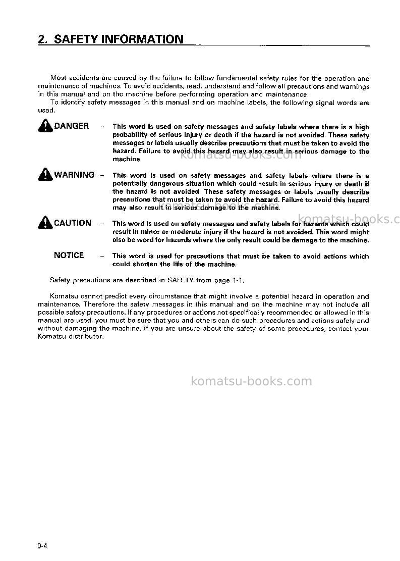 Komatsu wf550t-3jpn Operation manual cover Page 5 Komatsu wf550t-3jpn Operation manual cover Page 5