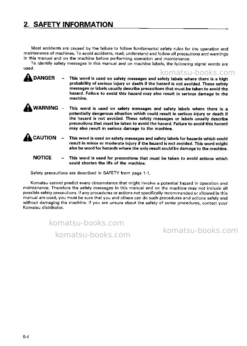 Komatsu wa450-3jpn Operation manual cover Page 5