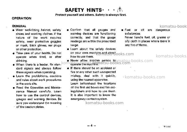 Komatsu wa200-1jpn Operation manual cover Page 5 Komatsu wa200-1jpn Operation manual cover Page 5