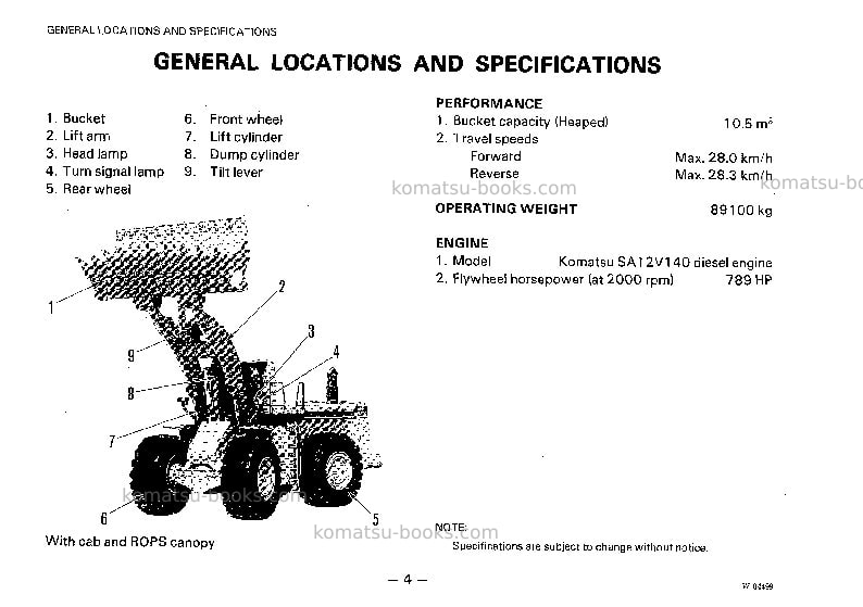 Komatsu wa800-2jpn Operation manual cover Page 5 Komatsu wa800-2jpn Operation manual cover Page 5
