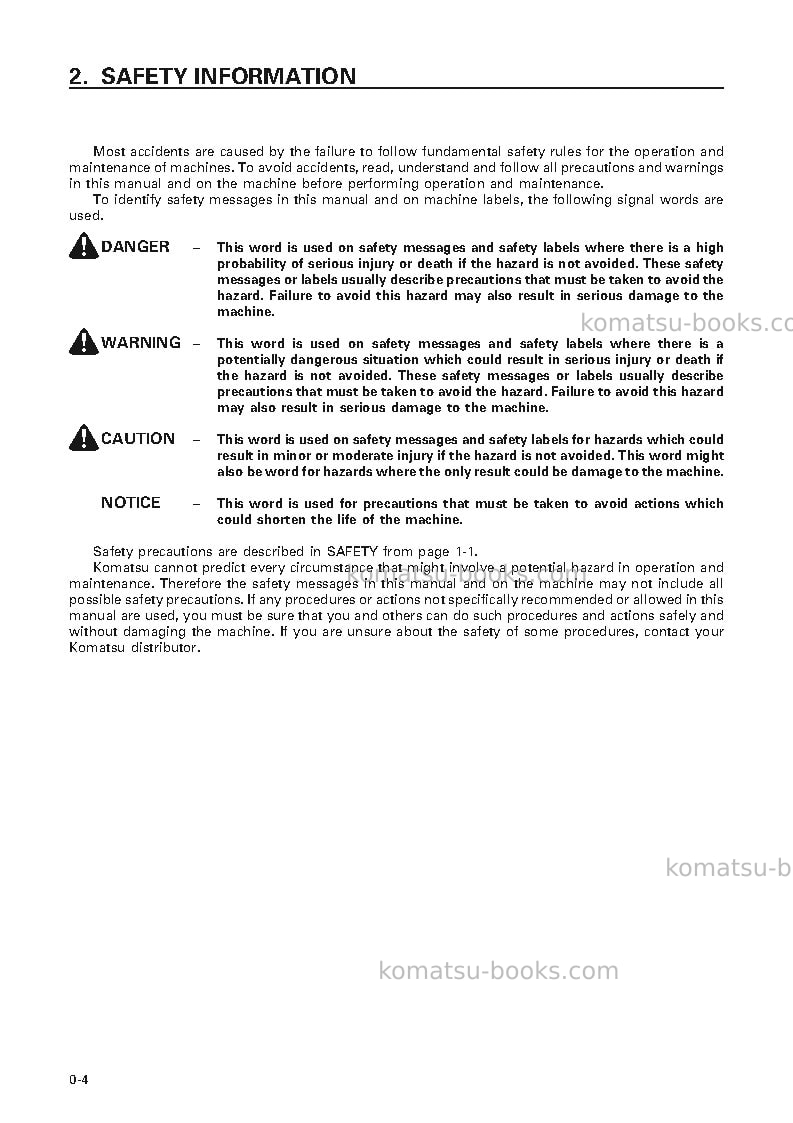 Komatsu d375a-3jpn--50c degree for canada Operation manual cover Page 5 Komatsu d375a-3jpn--50c degree for canada Operation manual cover Page 5