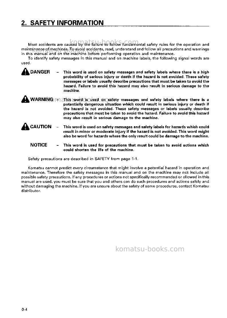 Komatsu pc450lc-6jpn Operation manual cover Page 5 Komatsu pc450lc-6jpn Operation manual cover Page 5