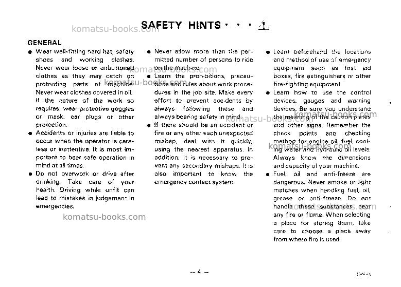 Komatsu hd205-3jpn Operation manual cover Page 5 Komatsu hd205-3jpn Operation manual cover Page 5
