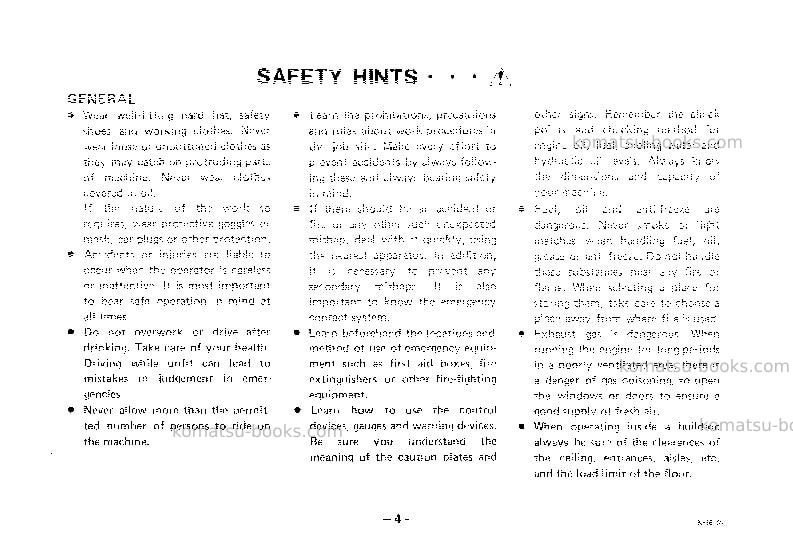 Komatsu hd465-3jpn Operation manual cover Page 5 Komatsu hd465-3jpn Operation manual cover Page 5