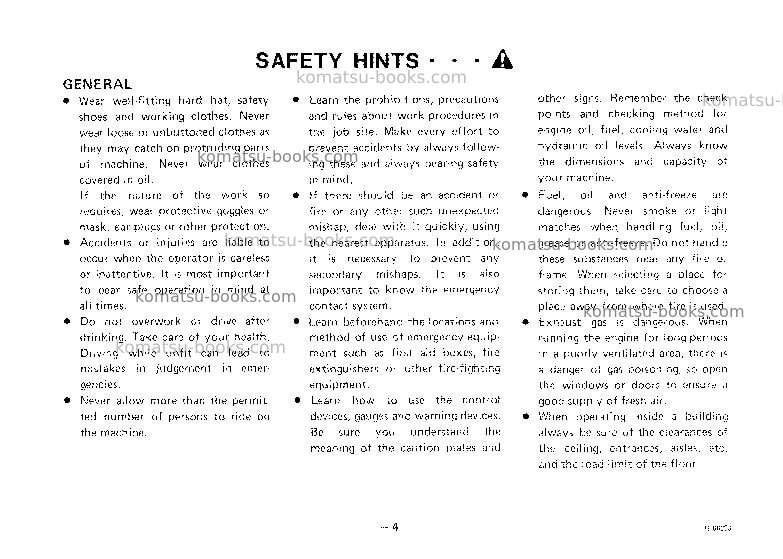 Komatsu hd465-3jpn Operation manual cover Page 5 Komatsu hd465-3jpn Operation manual cover Page 5