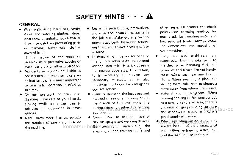 Komatsu hd465-3jpn Operation manual cover Page 5 Komatsu hd465-3jpn Operation manual cover Page 5