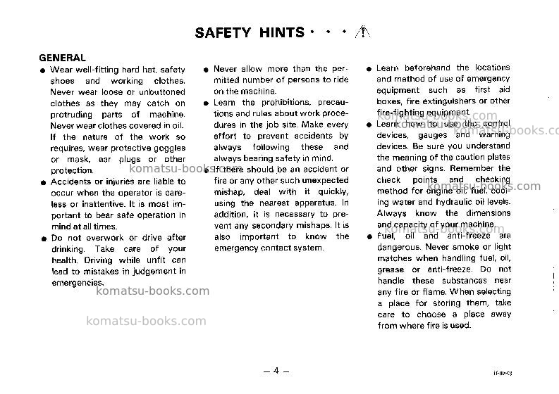Komatsu hd785-2jpn Operation manual cover Page 5