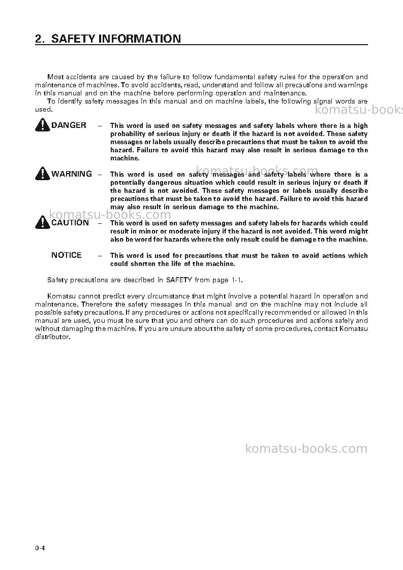 Komatsu pc120-6jpn Operation manual cover Page 5 Komatsu pc120-6jpn Operation manual cover Page 5