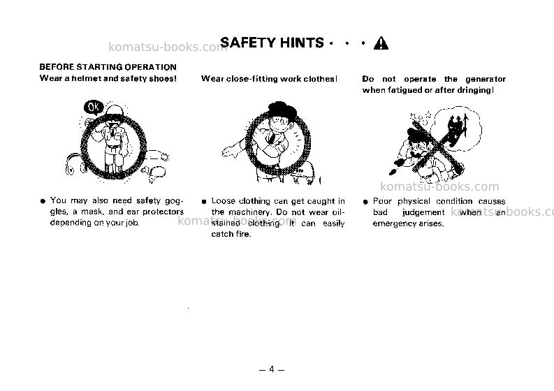 Komatsu eg275bs-2jpn Operation manual cover Page 5 Komatsu eg275bs-2jpn Operation manual cover Page 5
