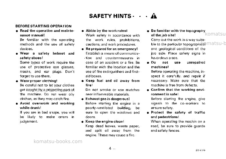 Komatsu ec75zs-3jpn Operation manual cover Page 5 Komatsu ec75zs-3jpn Operation manual cover Page 5