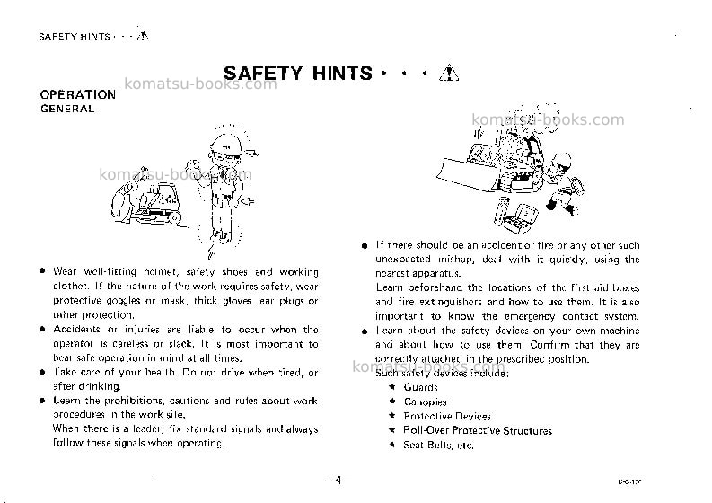 Komatsu d20p-5jpn Operation manual cover Page 5 Komatsu d20p-5jpn Operation manual cover Page 5