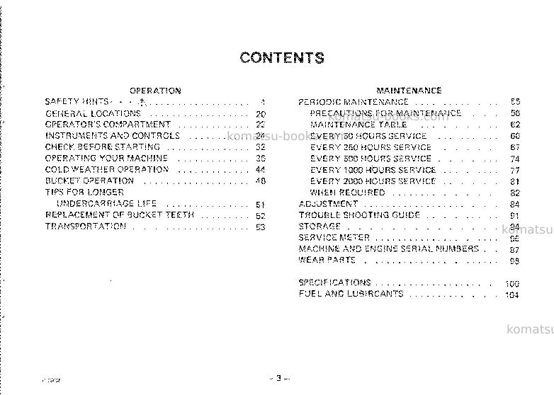 Komatsu d20s-5jpn Operation manual cover Page 5 Komatsu d20s-5jpn Operation manual cover Page 5